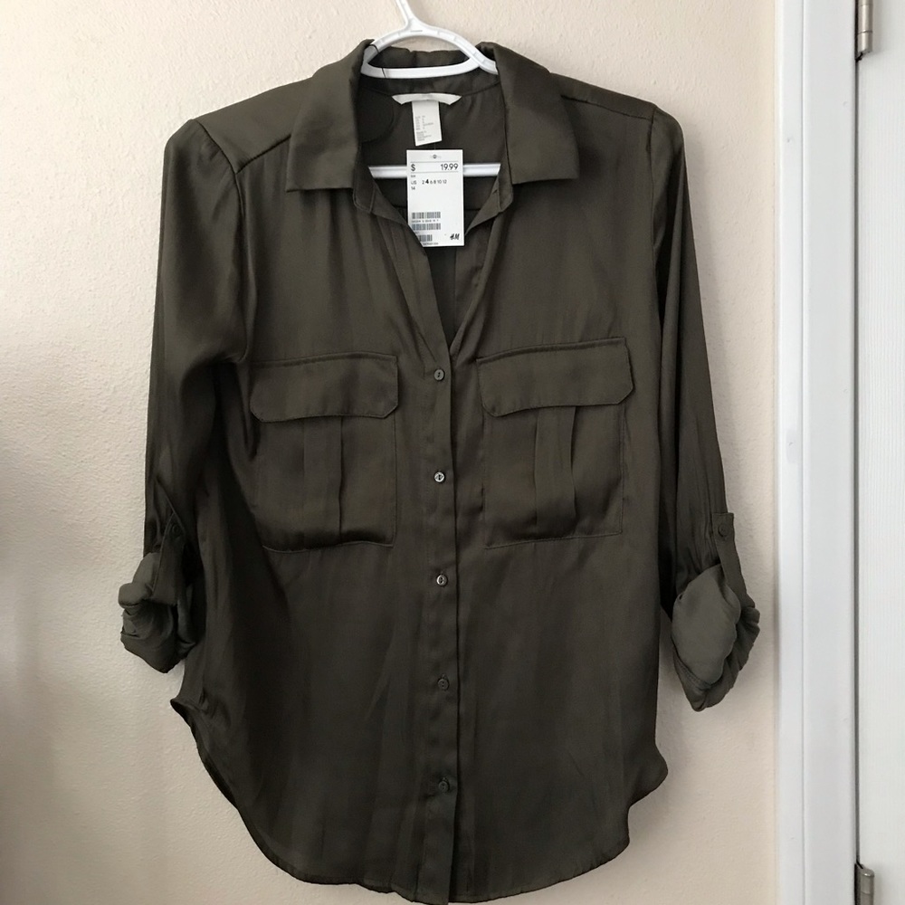 H&M Silk Khaki Shirt